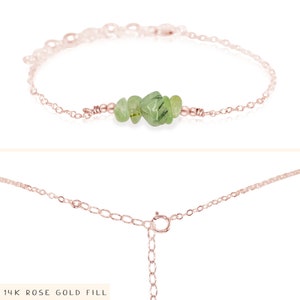 Prehnite bead bar crystal bracelet in bronze, silver, gold or rose gold 6 chain with 2 adjustable extender image 3