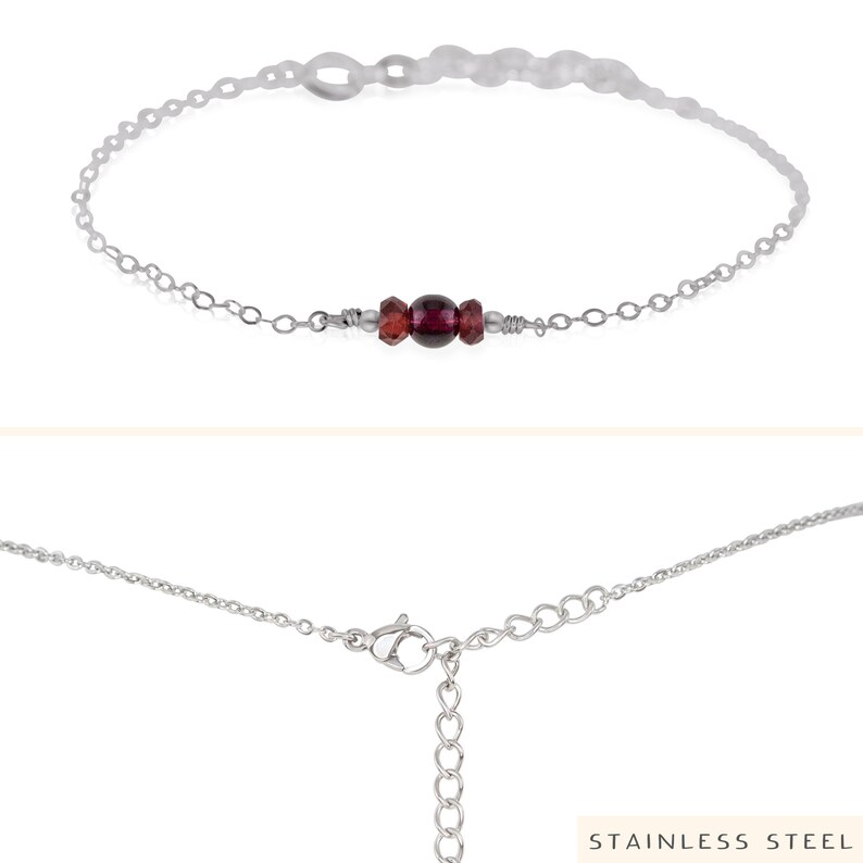 Garnet delicate bracelet. Garnet bracelet. Minimalist bracelets. Simple bracelet. Bridesmaids bracelet. Gemstone bracelet. Dainty bracelet Stainless Steel