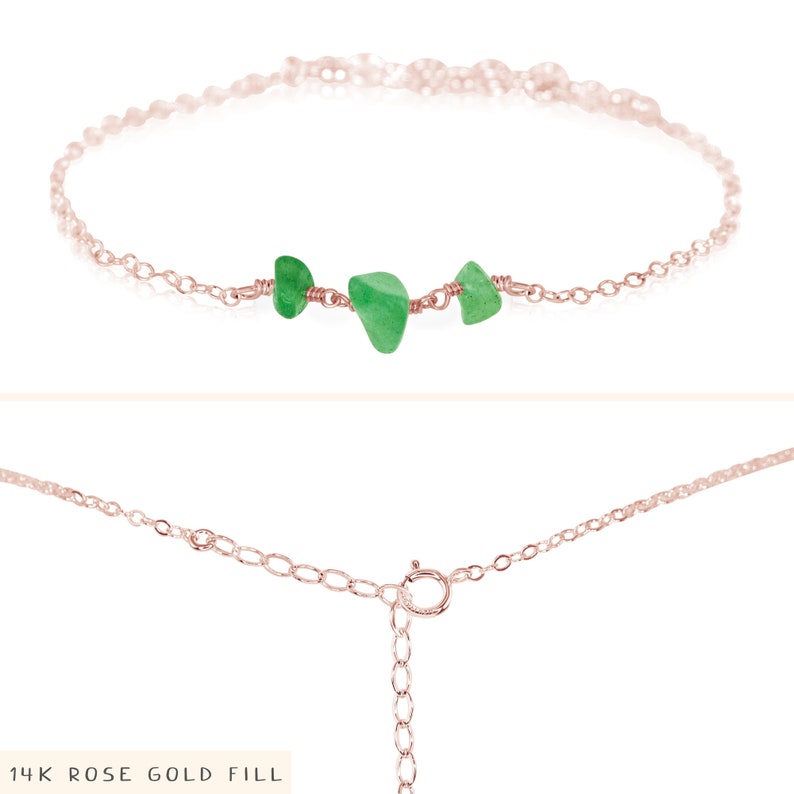 Aventurine gemstone bracelets. Aventurine bracelet. Bracelets for women. Green beaded bracelets. Simple bracelets. Green Bohemian bracelet. 14k Rose Gold Fill