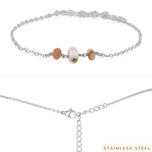 Pink Peruvian opal bracelet. Pink crystal bead bracelet jewelry gift. Delicate bracelet. Womens gift. Pink October birthstone bracelet. image 5