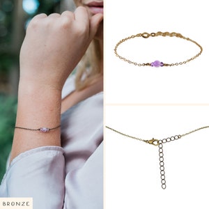 Lavender amethyst bracelet. Light purple amethyst. Handmade jewelry gift for her. Purple amethyst bracelet. February birthstone bracelet. Bronze