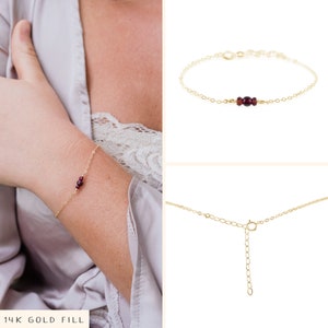 Garnet delicate bracelet. Garnet bracelet. Minimalist bracelets. Simple bracelet. Bridesmaids bracelet. Gemstone bracelet. Dainty bracelet 14k Gold Fill