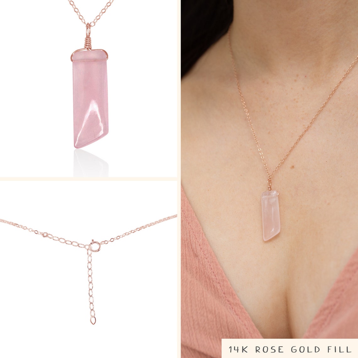 Delilah Spinner Necklace - Rose Quartz main image 1