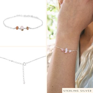 Pink Peruvian opal bracelet. Pink crystal bead bracelet jewelry gift. Delicate bracelet. Womens gift. Pink October birthstone bracelet. image 4