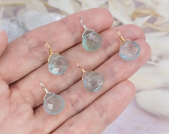 Delicate Faceted Aquamarine Teardrop Pendant - Handmade Crystal Charm