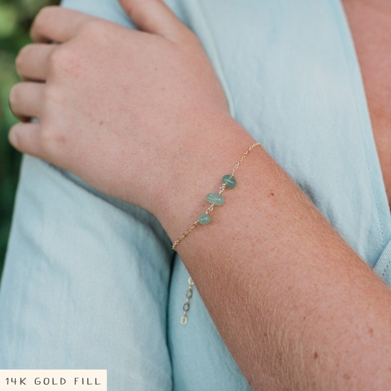 Aventurine gemstone bracelets. Aventurine bracelet. Bracelets for women. Green beaded bracelets. Simple bracelets. Green Bohemian bracelet. image 1