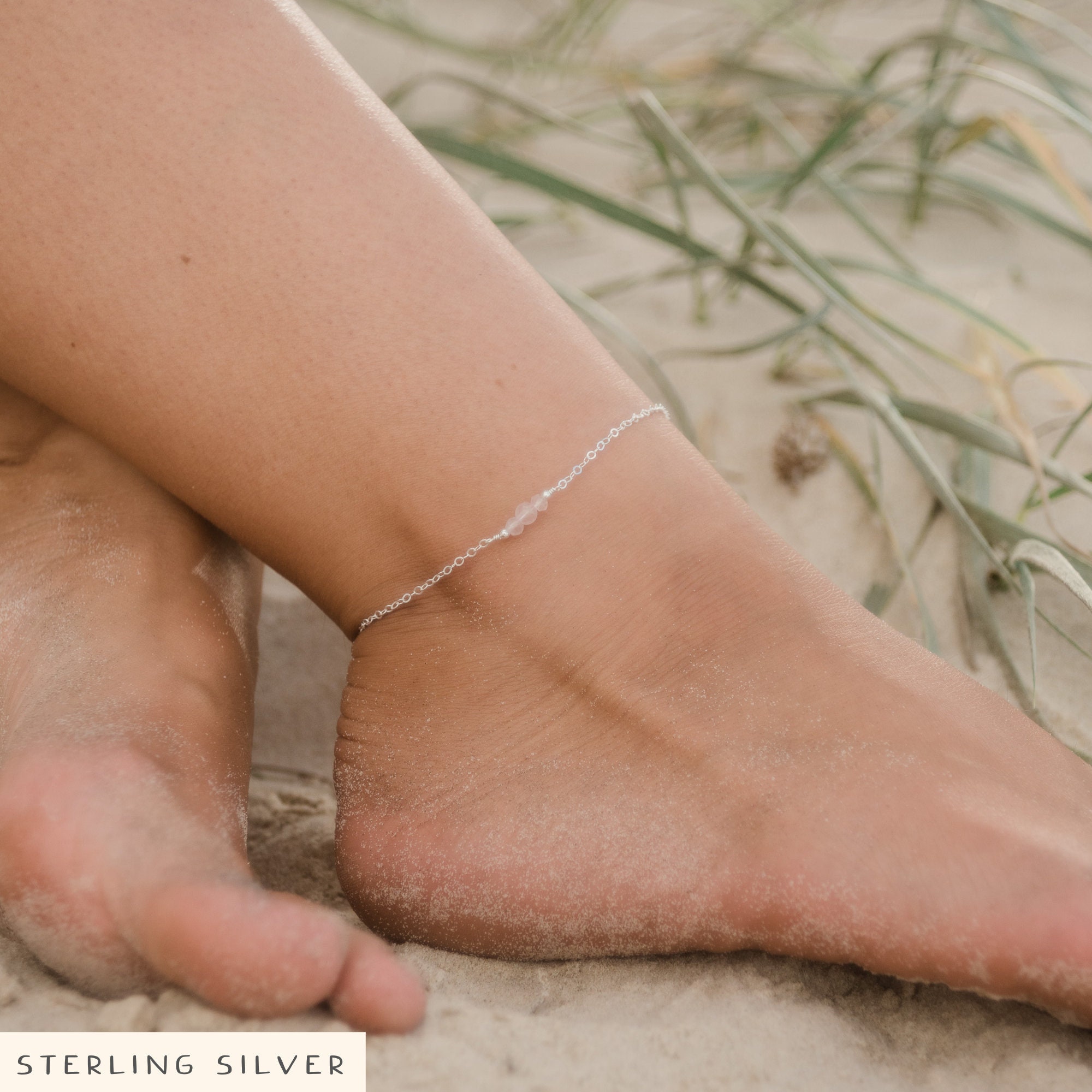 Women Girl Titanium Stainless Steel Gold Heart Love Anklet Foot Bracelet  8-10
