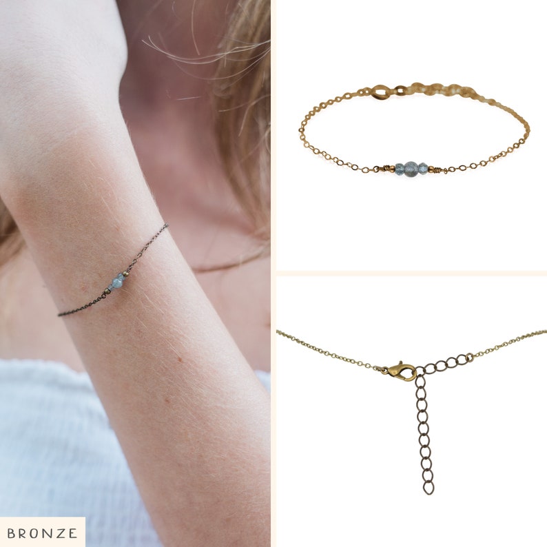 Labradorite simple bracelet. Labradorite bracelet. Bridesmaids bracelet. Gemstone bracelet. Dainty gold bracelet. Blue dainty bracelet. Bronze