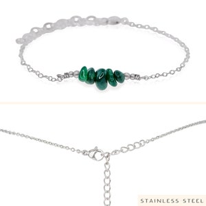 Emerald bead bar crystal bracelet in bronze, silver, gold or rose gold 6 chain with 2 adjustable extender May birthstone Stainless Steel