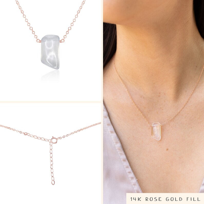 Small Clear Crystal Quartz Necklace Tiny Rock Crystal Etsy