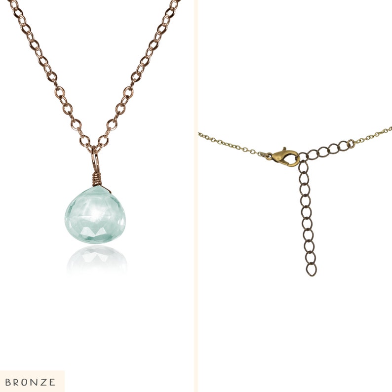 Blue Aquamarine crystal necklace. March birthstone necklace. Dainty necklace gift for mom. Gemstone pendant necklace. Boho Necklace. image 6