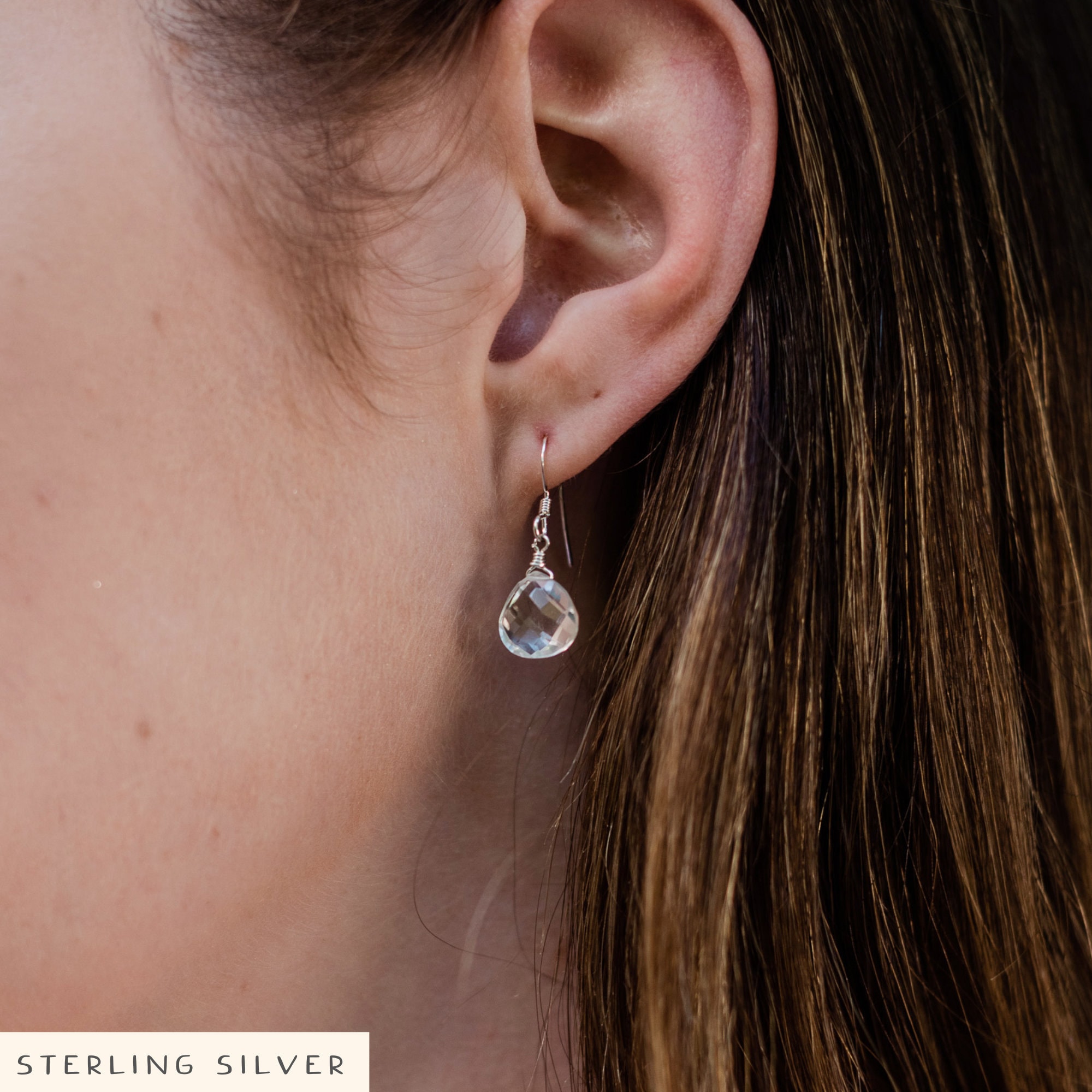 Crystal Quartz Earrings. Simple Earrings. Elegant Earrings. Dainty
