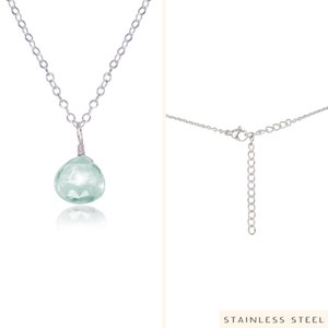 Blue Aquamarine crystal necklace. March birthstone necklace. Dainty necklace gift for mom. Gemstone pendant necklace. Boho Necklace. image 5