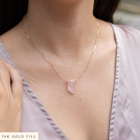 Small Rose Quartz Necklace Rose Quartz 