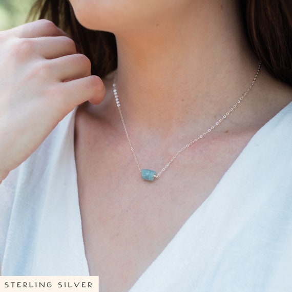 Small aquamarine necklace deals