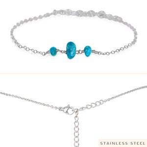 Apatite womens bracelet. Blue apatite bracelet. Blue bead bracelet. Gemstone bracelets. Bracelets for women. Beaded bracelet. Boho bracelet Stainless Steel