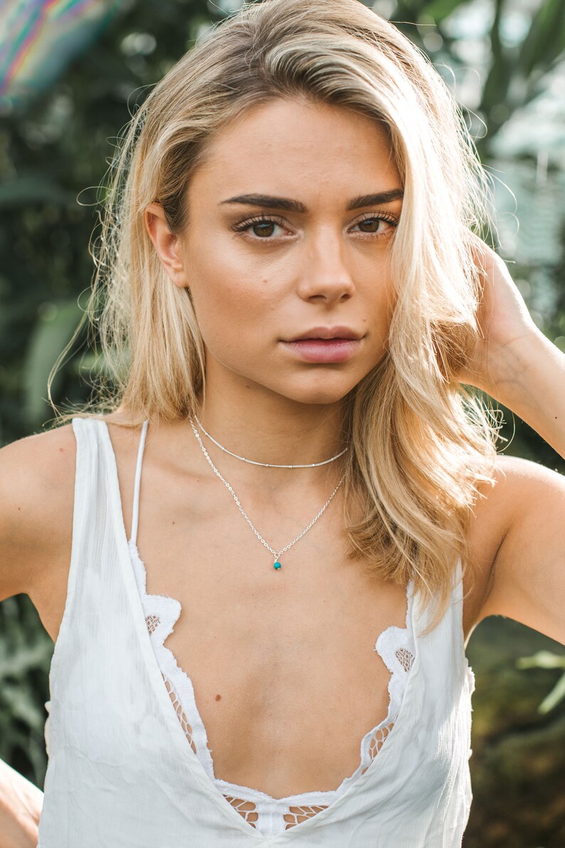 Turquoise crystal necklace choker Choker necklace Gemstone layered necklace Turquoise jewelry Turquoise necklace. Dainty necklace