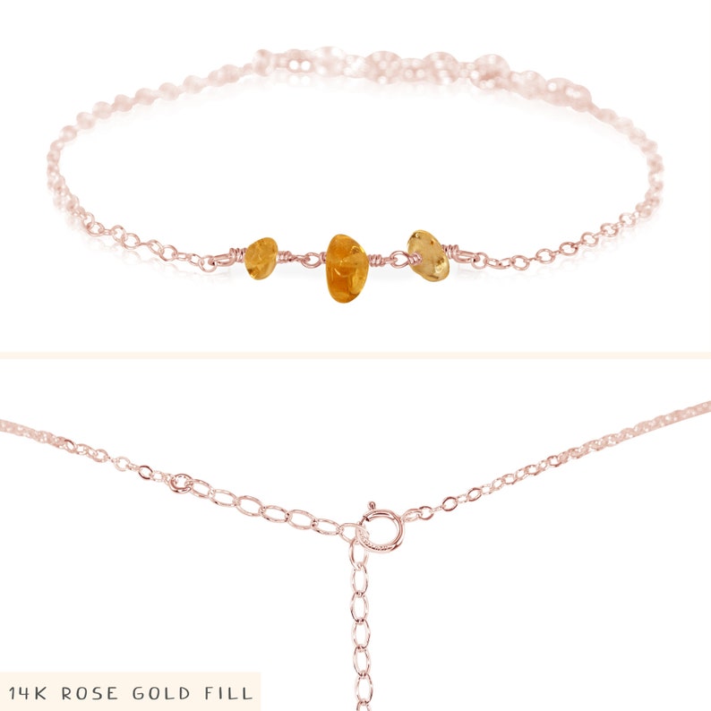 Citrine bohemian bracelet. Citrine bracelet. Citrine stone bracelet. Yellow boho bracelet. Healing bracelet. November birthstone bracelet. 14k Rose Gold Fill