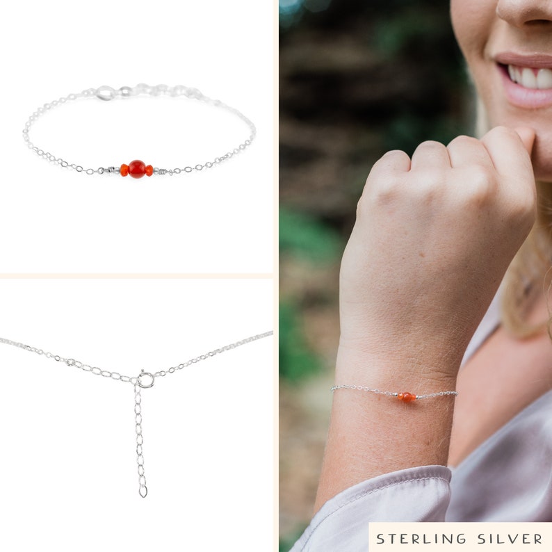 Carnelian balance bracelet. Carnelian bracelet. Red minimalist bracelet. Chakra bracelet. Delicate bracelet. July birthstone bracelet. Sterling Silver