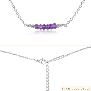 Purple amethyst semi-precious gemstone beaded bar necklace. Tiny amethyst bead necklace. Real genuine amethyst February birthstone necklace image 6