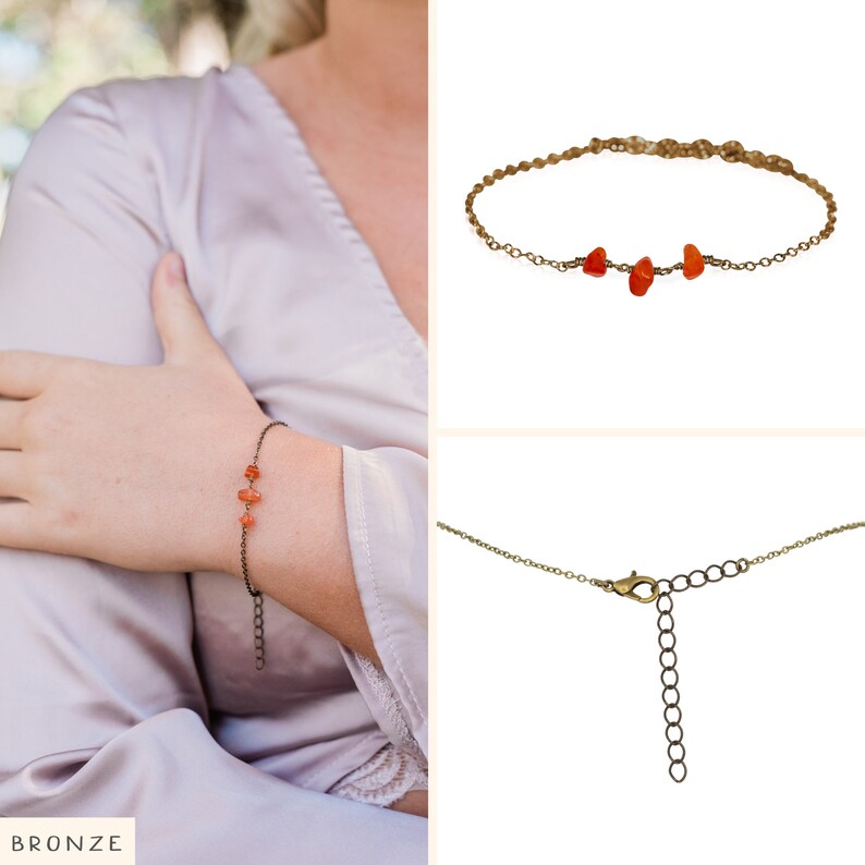 Carnelian simple bracelets. Carnelian bracelet. Red bohemian bracelet. Orange stone bracelet. Boho bracelet. July birhtstone bracelet. Bronze