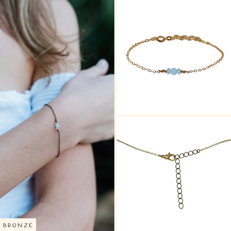 Aquamarine energy bracelet. Aquamarine bracelet. March birthstone bracelet. Dainty bracelets. Balance bracelet. Minimalist bracelet. Bronze