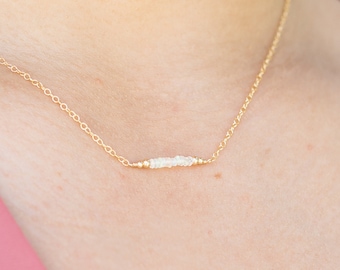 Ethiopian Opal Beaded Bar Necklace – October Birthstone Jewelry