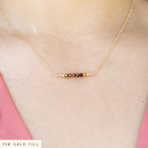 Tiger's Eye Beaded Bar Necklace – Genuine Gemstone Crystal Jewelry