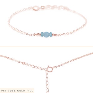 Aquamarine energy bracelet. Aquamarine bracelet. March birthstone bracelet. Dainty bracelets. Balance bracelet. Minimalist bracelet. 14k Rose Gold Fill