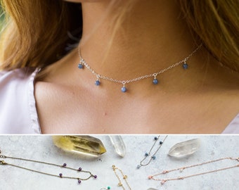 Gemstone Necklace Christmas gift for her Bib Necklace Beaded Dangle Necklace Boho Choker