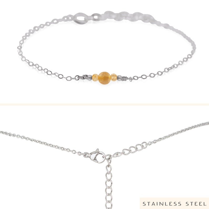 Citrine minimalist bracelet. Citrine bracelet. November birthstone bracelet. Chakra bracelet. Delicate bracelet. Minimalist bracelets. Stainless Steel