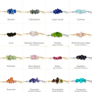 Personalised gemstone chip bead bar birthstone bracelet. Choose your crystals and metal. Custom beaded bar bracelet bridesmaid gift for her. image 8