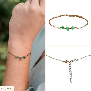 Aventurine gemstone bracelets. Aventurine bracelet. Bracelets for women. Green beaded bracelets. Simple bracelets. Green Bohemian bracelet. Bronze