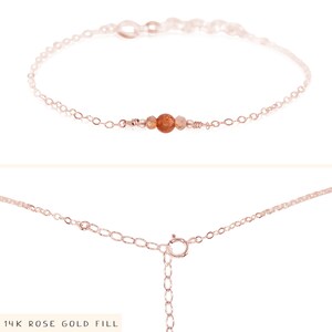 Sunstone bracelet. Sunstone bracelet. Orange bracelet. Gemstone bracelet. Boho crystal bracelet. Orange jewellery. Bracelets for women. 14k Rose Gold Fill
