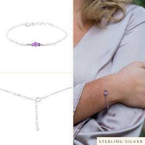 Lavender amethyst bracelet. Light purple amethyst. Handmade jewelry gift for her. Purple amethyst bracelet. February birthstone bracelet. Sterling Silver