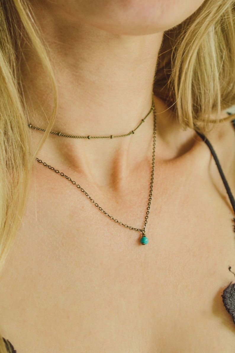 Turquoise crystal necklace choker Choker necklace Gemstone layered necklace Turquoise jewelry Turquoise necklace. Dainty necklace