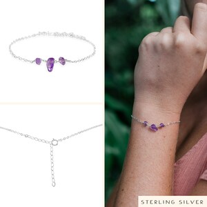 Amethyst protection bracelet. Womens bracelet. Purple bead bracelet. Gemstone bracelets. Amethyst bracelet. February birthstone bracelet. Sterling Silver