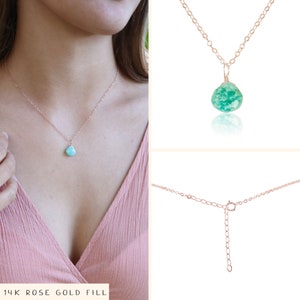 Tiny Amazonite Necklace Small Amazonite Faceted Teardrop Necklace Natural Green Gemstone Crystal Necklace Genuine Amazonite Necklace image 3