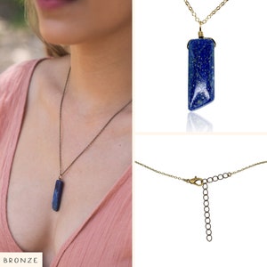 Lapis Lazuli point necklace Genuine lapis lazuli pendant necklace. Blue lapis lazuli stone crystal necklace. September birthstone necklace afbeelding 6