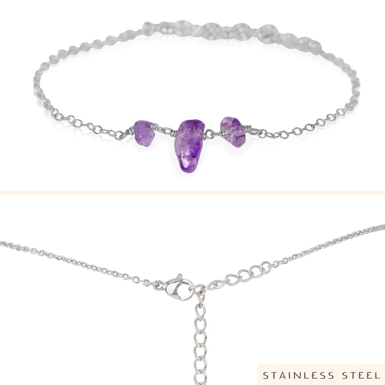 Amethyst protection bracelet. Womens bracelet. Purple bead bracelet. Gemstone bracelets. Amethyst bracelet. February birthstone bracelet. Stainless Steel