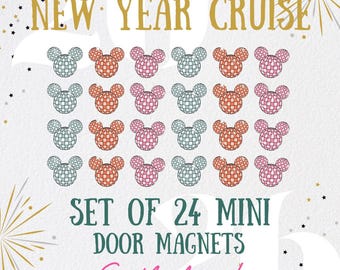 24 MINI DISCO BALL Mickey Ears Magnets | New Year's Eve, Cruise Door, Refrigerator Magnet, Fish Extender Gift, Party Favor