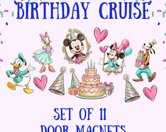 BIRTHDAY CRUISE MAGNETS | Mickey & Friends Cruise Door Magnets | Set of 11