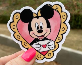 NEW! MICKEY HEART Vinyl Sticker | Water Resistant, Bottle or Notebook Sticker, Valentine, Mickey Mouse
