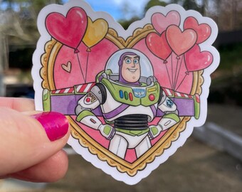 NEW! BUZZ Lightyear Sticker | Toy Story | Water Resistant Vinyl Sticker | Valentine Heart | Disney Character
