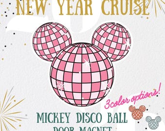 MICKEY DISCO BALL New Years Eve Magnet | 3 Color Options | Cruise Door, Refrigerator Magnet, Party Decoration | Disney | Mickey Ears