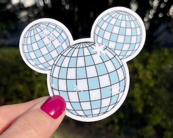 Mickey Ears Disco Ball Sticker | 3 COLOR OPTIONS | Water Resistant | Water Bottle, Laptop, Notebook