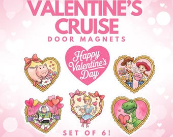VALENTINE MAGNETS Woody & Friends | Set of 6! | Toy Story Cruise Door Decoration, Disney DCL, Valentine's Day