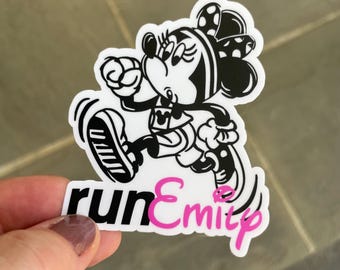 NEW!! PERSONALIZED | Run Minnie | Vinyl Sticker | Disney Character | Water Bottle, Computer, Notebook | Water Resistant | Dis Marathon