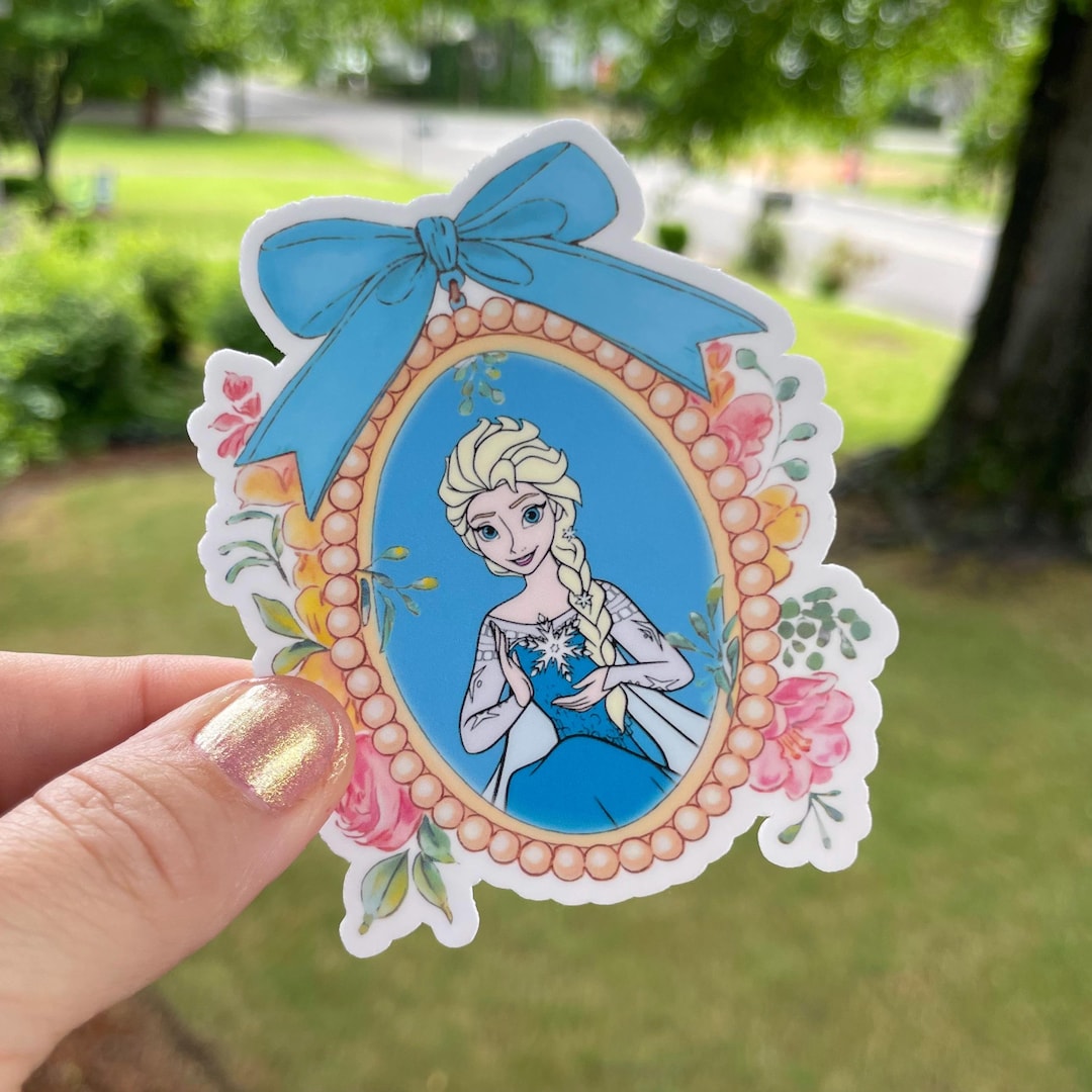 Elsa Princess Sticker: Vintage Floral, Coquette Bow, Water Resistant - Etsy