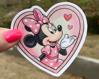 NEW! MINNIE HEART Sticker | Vinyl, Water Resistant, Bottle or Notebook Sticker, Valentine, Minnie Mouse